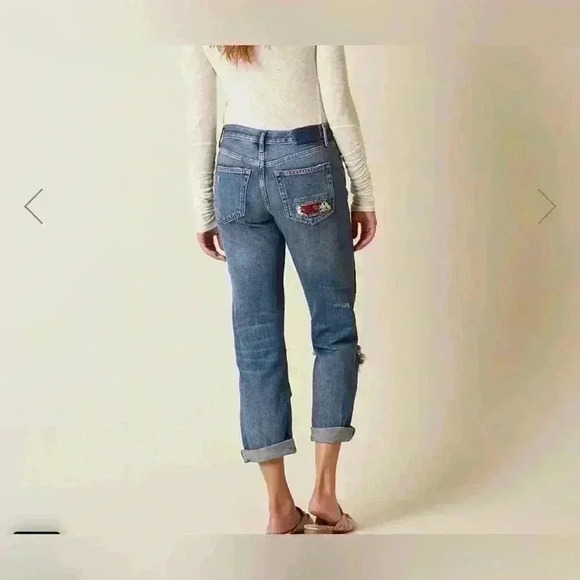 Free People Lux Embellished & Patch Boyfriend Jeans - Size 25 - Picture 3 of 16